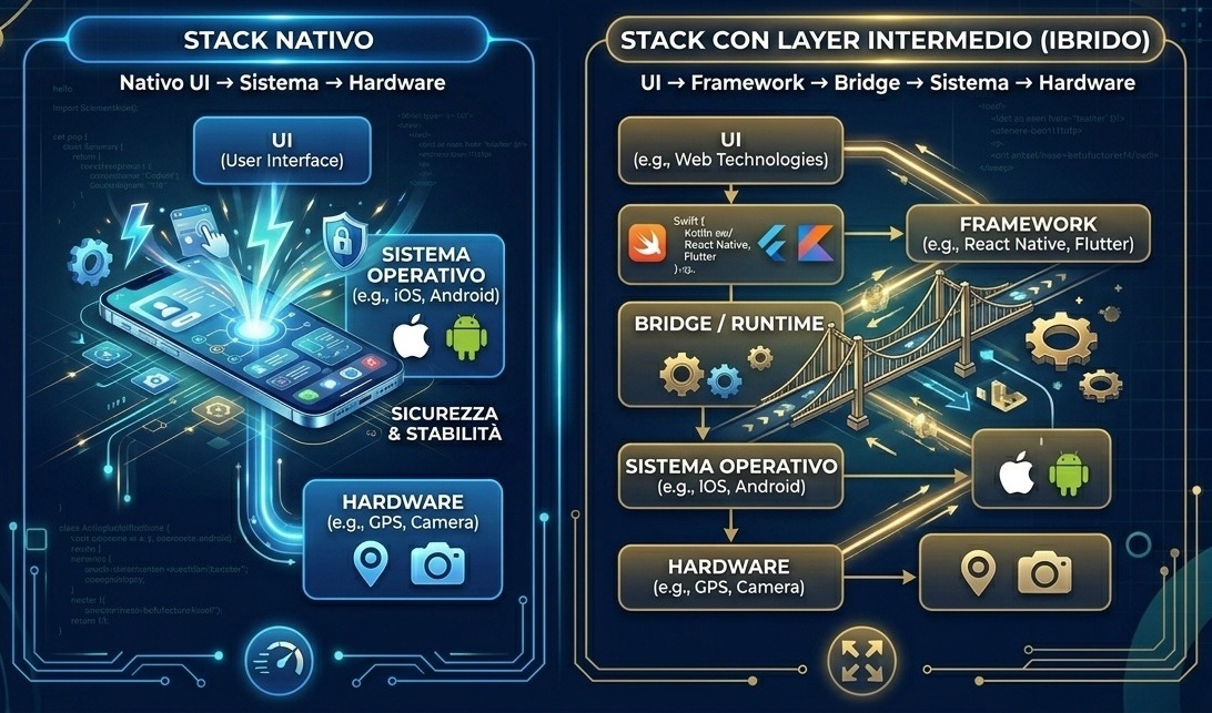 Stack delle app native e delle app ibride