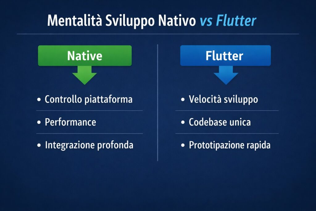 Differenza di approcci tra sviluppo nativo e Flutter