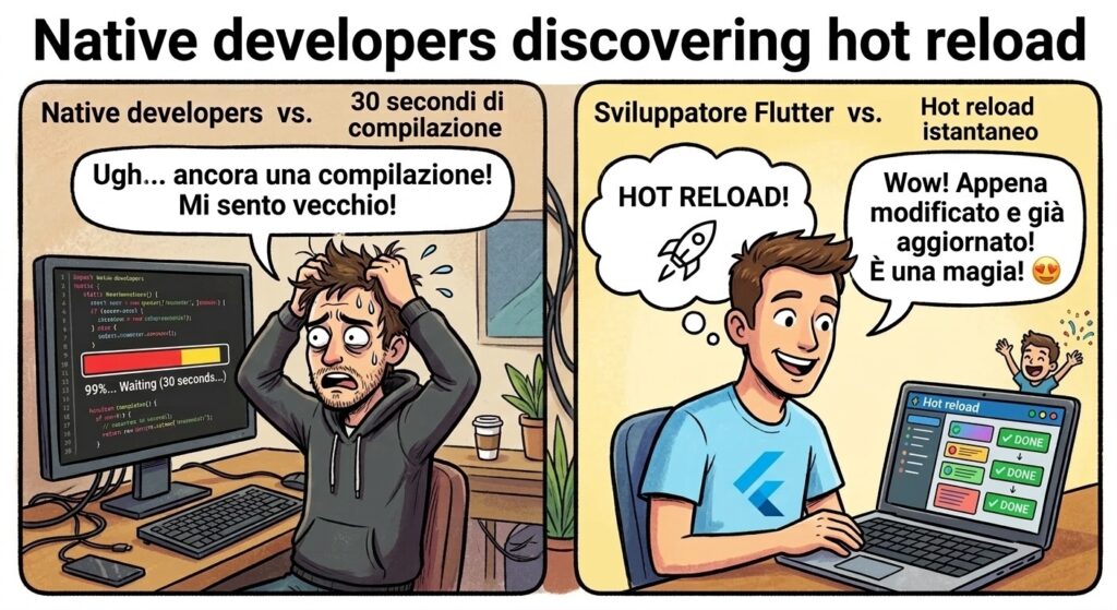 Meme sviluppatore che scopre l'hot reload